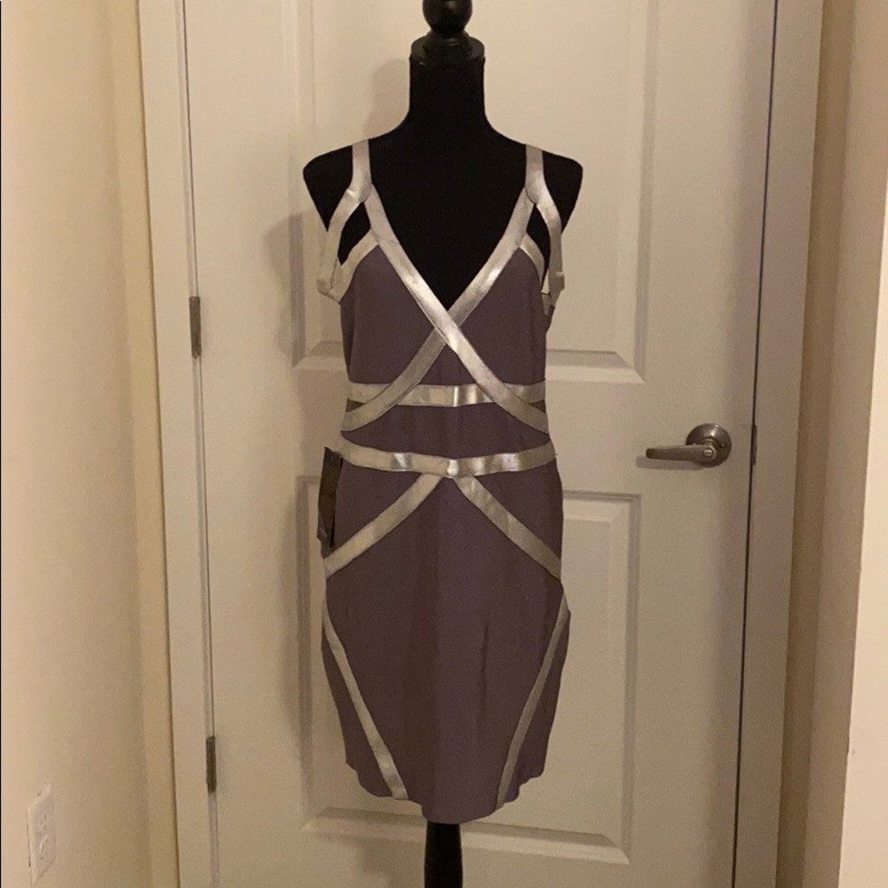 Bebe Silver Mini Dress
